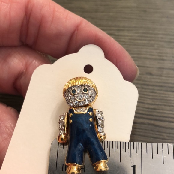 Vintage CAROLEE Rhinestone & Enamel Boy Child Pin - Picture 16 of 16